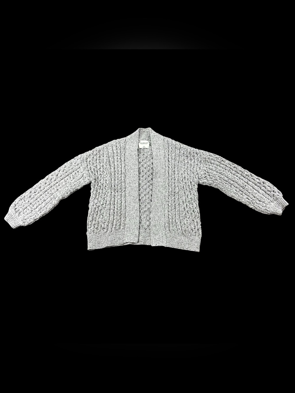 Abercrombie & Fitch Womens XS Gray Cable Knit Open Front Cardigan Sweater